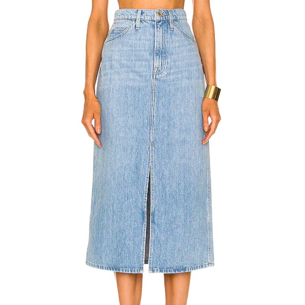 FRAME Blue Denim Midi Skirt, 24